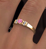 Pink Sapphire And Diamond Ring 9k Yellow Gold