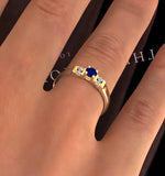 Kanchan Sapphire 3.75mm And Diamond 9k Gold Ring