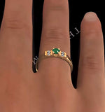 Emerald 3.75mm And Diamond 9k Gold Ring