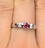 Ruby 3.75mm And Diamond 9k White Gold Ring