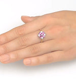 Ruby 4 X 3mm And Diamond 9k Gold Ring