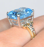 Blue Topaz 9.35ct 9k Yellow Gold Ring