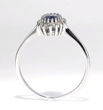 Sapphire 6 X 4mm And Diamond 9k White Gold Ring  A3906