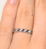 Sapphire 0.18ct And Diamond 9k White Gold Ring  A3918