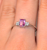 18k White Gold Diamond And Pink Sapphire Ring 0.06ct