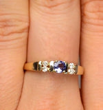 Tanzanite 3.75mm And Diamond 9k Gold Ring