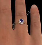 Tanzanite 6 X 4mm And Diamond 9k Gold Ring