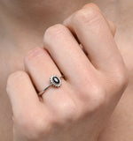 Sapphire 5 X 3mm And Diamond 9k White Gold Ring  A4432