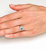 Emerald 6 X 4mm And Diamond 9k White Gold Ring  A4439