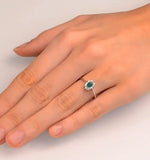 Emerald 5 X 3mm And Diamond 9k White Gold Ring  A4450