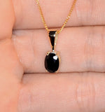 Sapphire 7 X 5 Mm 9k Yellow Gold Pendant Necklace