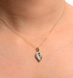 Sapphire 9 X 14 Mm And Diamond 9k Yellow Gold Pendant Necklace