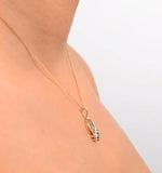 Sapphire 2.25 Mm And Diamond 9k Yellow Gold Pendant Necklace