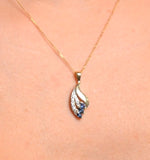 Sapphire 4 X 2mm And Diamond 9k Yellow Gold Pendant Necklace