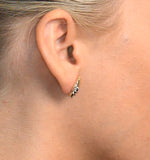 Sapphire 4mm X 2mm And Diamond 9k Yellow Gold Earrings