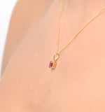 Ruby 5 X 4mm 9k Yellow Gold Pendant Necklace
