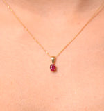 Ruby 5 X 4mm 9k Yellow Gold Pendant Necklace