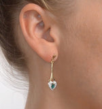 Emerald 5 X 3mm And Diamond 9k Yellow Gold Earrings  B3263