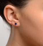 Sapphire 5mm X 4mm 9k White Gold Earrings