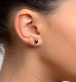 Sapphire 5mm X 4mm 9k White Gold Earrings