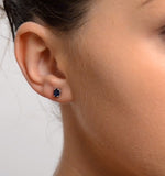 Sapphire 5mm X 4mm 9k White Gold Earrings