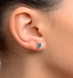 Emerald 5 X 4mm 9k White Gold Earrings