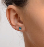 Emerald 5 X 4mm 9k White Gold Earrings
