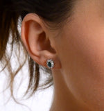 Emerald 5 X 3mm And Diamond 9k White Gold Earrings