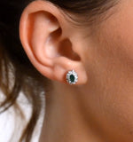 Emerald 5 X 3mm And Diamond 9k White Gold Earrings