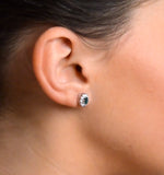 Emerald 5 X 3mm And Diamond 9k White Gold Earrings
