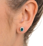 Emerald 6 X 4mm And Diamond 9k Yellow Gold Earrings