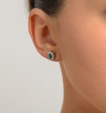 Emerald 0.21ct And Diamond 9k Yellow Gold Earrings