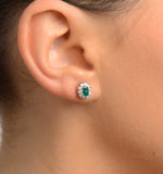 Emerald 0.21ct And Diamond 9k Yellow Gold Earrings