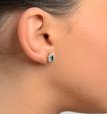 Emerald 0.21ct And Diamond 9k Yellow Gold Earrings