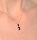 Ruby 7 X 5mm 9k White Gold Pendant Necklace