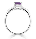 Amethyst 0.63ct And Diamond 9k White Gold Ring
