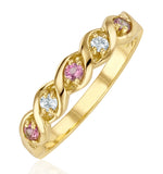 18k Gold Diamond And Pink Sapphire Ring 0.08ct