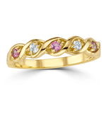 18k Gold Diamond And Pink Sapphire Ring 0.08ct