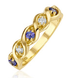 Tanzanite 2.25 X 2.25mm And Diamond 9k Gold Ring