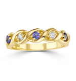 Tanzanite 2.25 X 2.25mm And Diamond 9k Gold Ring