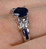 Sapphire 1.25ct And Diamond 9k White Gold Ring