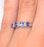 Tanzanite 0.76ct And Diamond 9k White Gold Ring