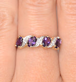 Amethyst 0.74ct And Diamond 9k Gold Ring