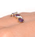 Amethyst 0.74ct And Diamond 9k Gold Ring