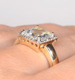Aquamarine 1.42ct And Diamond 9k Yellow Gold Ring - E5403