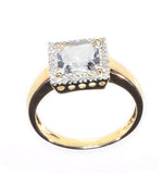 Aquamarine 1.42ct And Diamond 9k Yellow Gold Ring - E5403