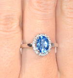 Blue Topaz 1.56ct And Diamond 9k White Gold Ring
