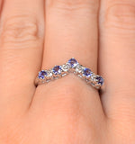 Diamond And Tanzanite 0.35ct Wishbone Ring In 9k White Gold