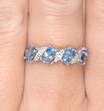 Blue Topaz 0.98ct And Diamond 9k White Gold Ring