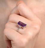 Amethyst 6.40ct And Diamond 9k White Gold Ring